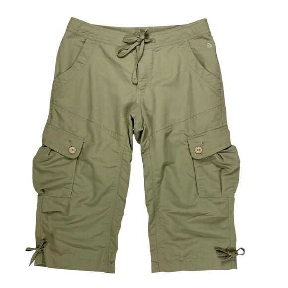 The North Face Cargo Shorts Women Size 8 Green Paramount Propel Capri Hiking New - Picture 1 of 14